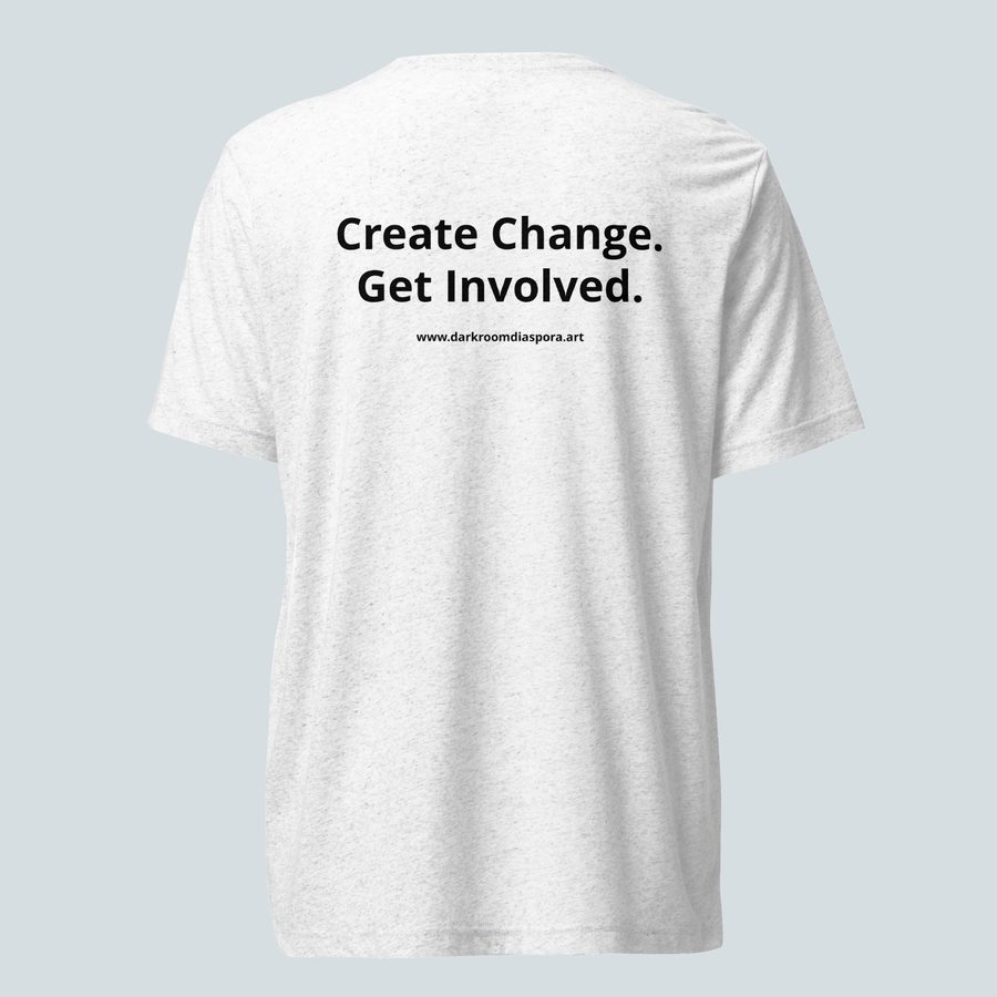 Stop Deportation Now Men's Tee, White, back reading Create Change. Get Involved.